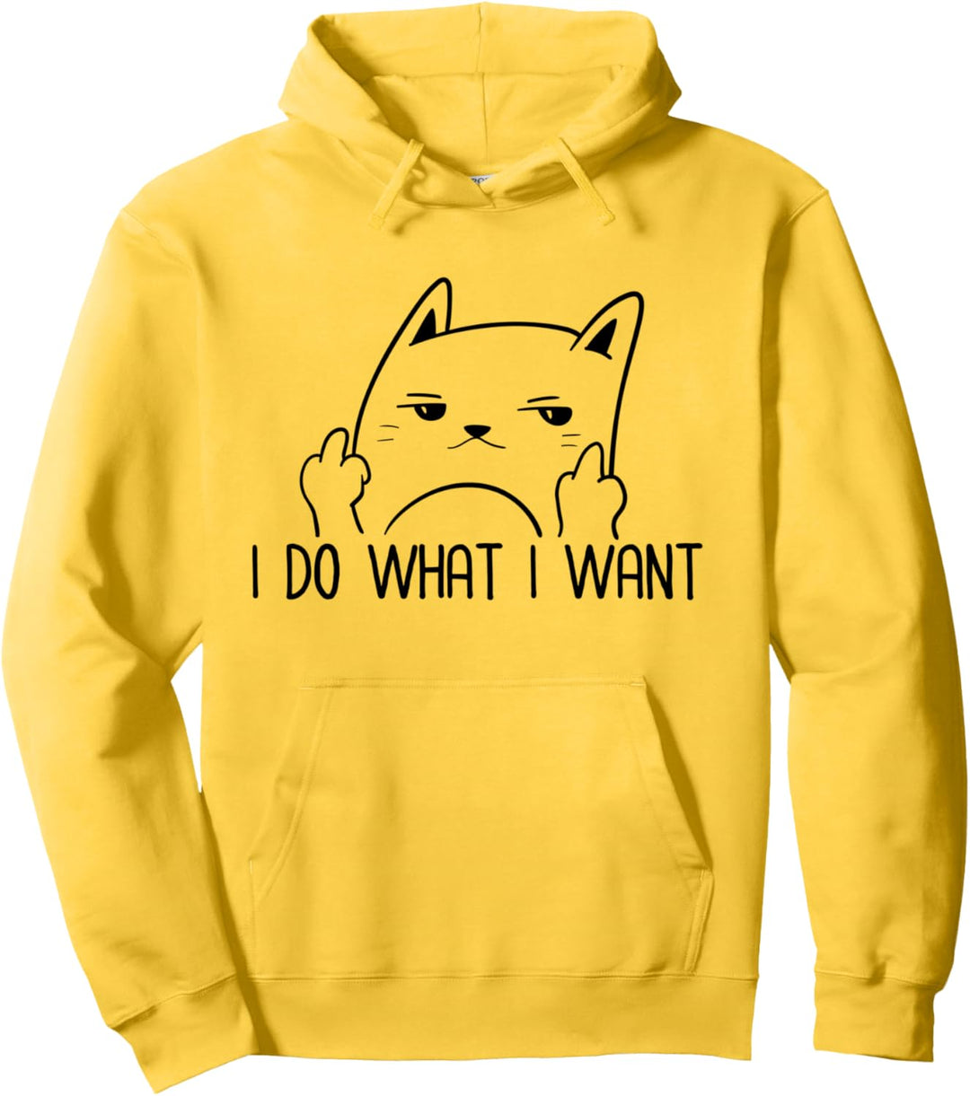 Erwachsener Humor Katze Mittelfinger Meme Ich mache, was ich Pullover Hoodie