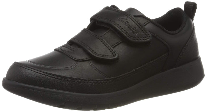 Clarks Jungen Scape Flare K Sneaker 30 EU Weit Black Leather, 30 EU Weit Black Leather