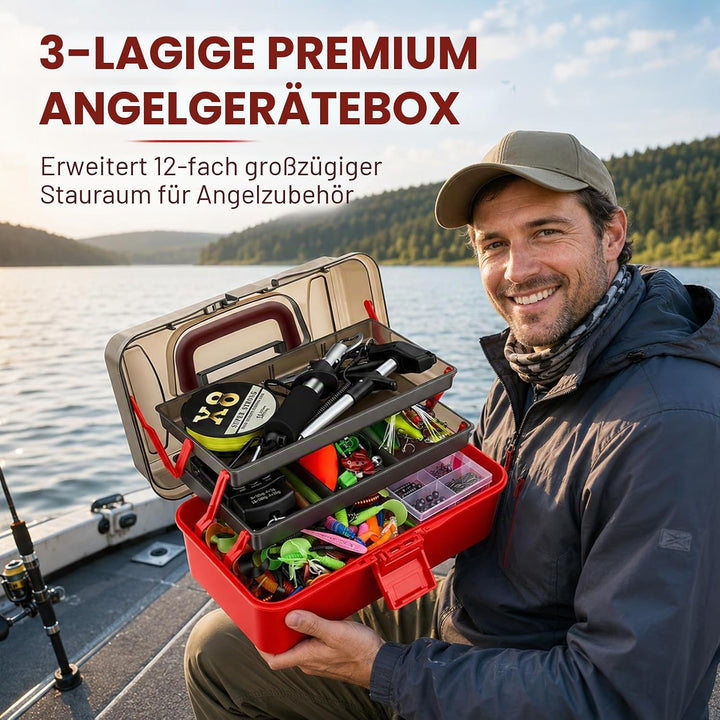 680 Stück Angelzubehör Set, Gemischt Angelköder Kit mit Köder Haken Angelzange Angelwaage für Zander