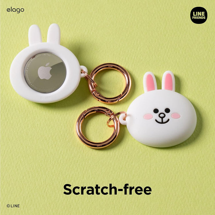 elago I LINE Friends Silikon Hülle Kompatibel met für Apple AirTag 2 &amp; 1 Gen - Voller Schutz, Inklus