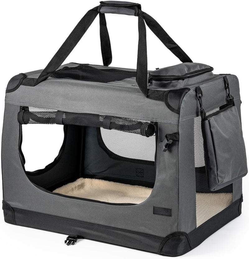 lionto Hundetransportbox Hundetasche Hundebox Faltbare Kleintiertasche, (M) 60x42x44 cm grau Grau L