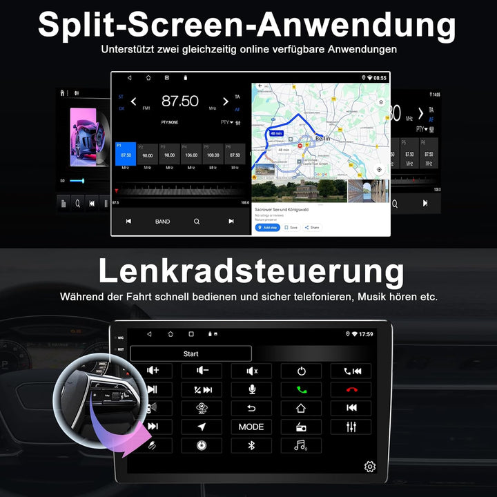 Autoradio 4GB+64GB Android 13 für Mercedes-Benz C Class 3 W204 S204 2006-2011 9" Touchscreen mit Blu
