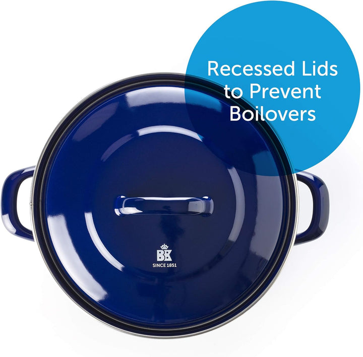 BK Indigo Holländisches Erbe Deutscher Emaillierter Suppentopf mit Deckel mit PFAS-Freier Keramik-An