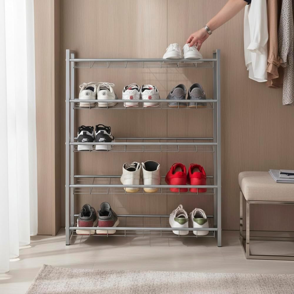HAKU Möbel 38728 Schuhregal 80 x 30 x 106 cm, alu, 80 x 30 x 106 cm