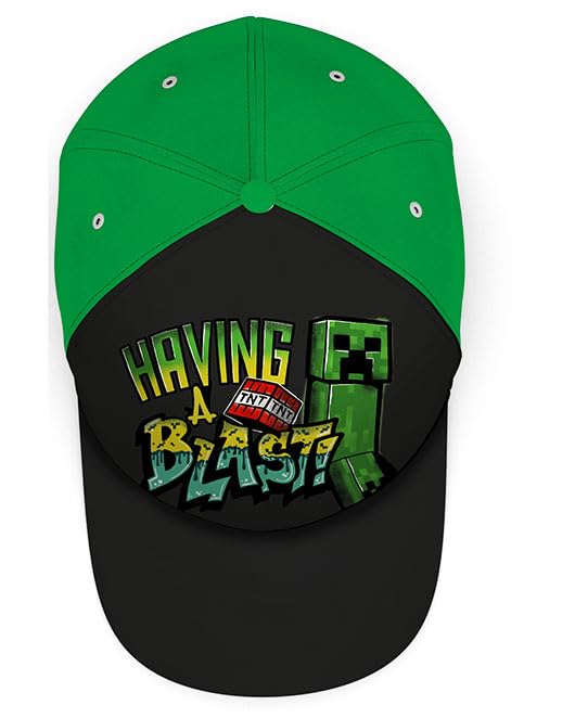 Minecraft Light Green Baseball Cap for Kids, Summer Sun Protection Polyester Hat, Breathable Cap for