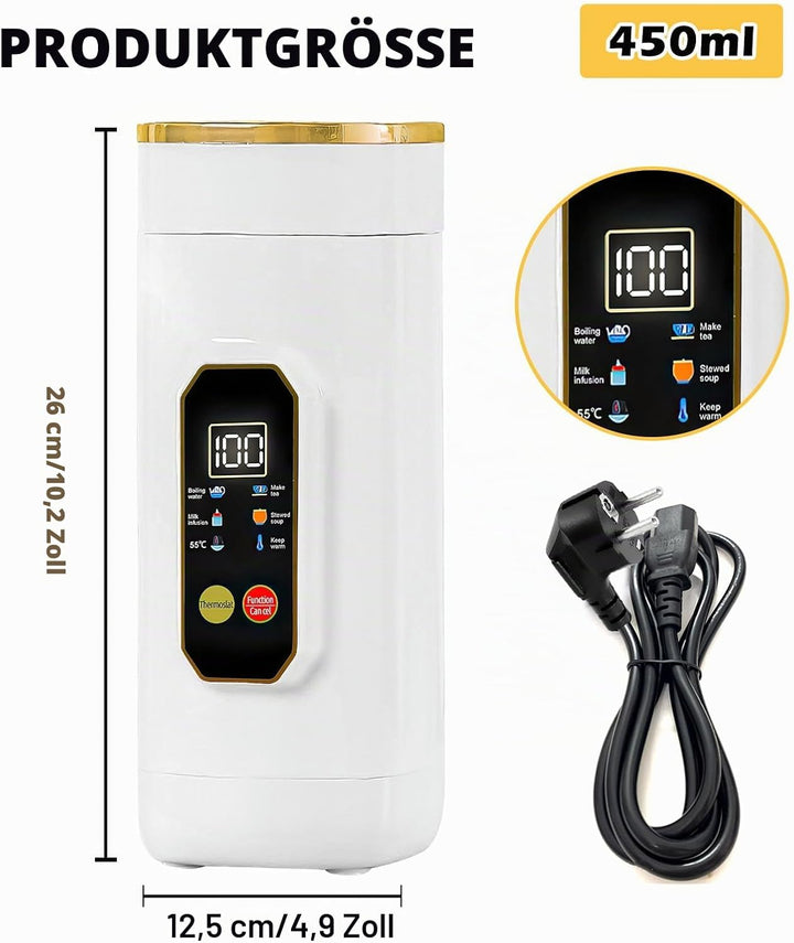 Reisewasserkocher Klein, 450ml Reise Wasserkocher Klein mit Temperaturregelung &amp; LED Touch Display,