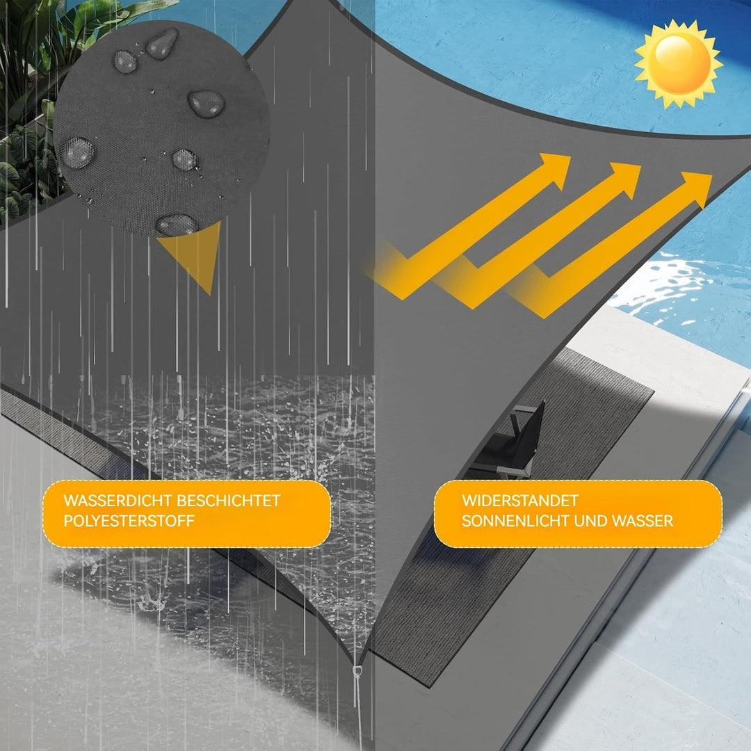 Shade&amp;Beyond Sonnensegel Wasserdicht Rechteckig 2 x 2 m Wetterschutz Sonnenschutz Sunsegel PES-Polye