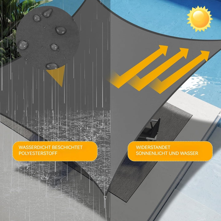 Shade&amp;Beyond Sonnensegel Wasserdicht Rechteckig 2 x 2 m Wetterschutz Sonnenschutz Sunsegel PES-Polye