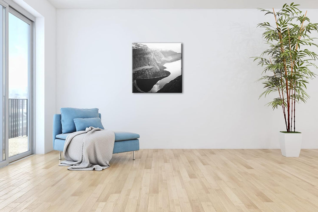 Yoga im Herzen Mutternatur Format: 70x70 Effekt: Schwarz&Weiss als Leinwandbild, Motiv fertig gerahm