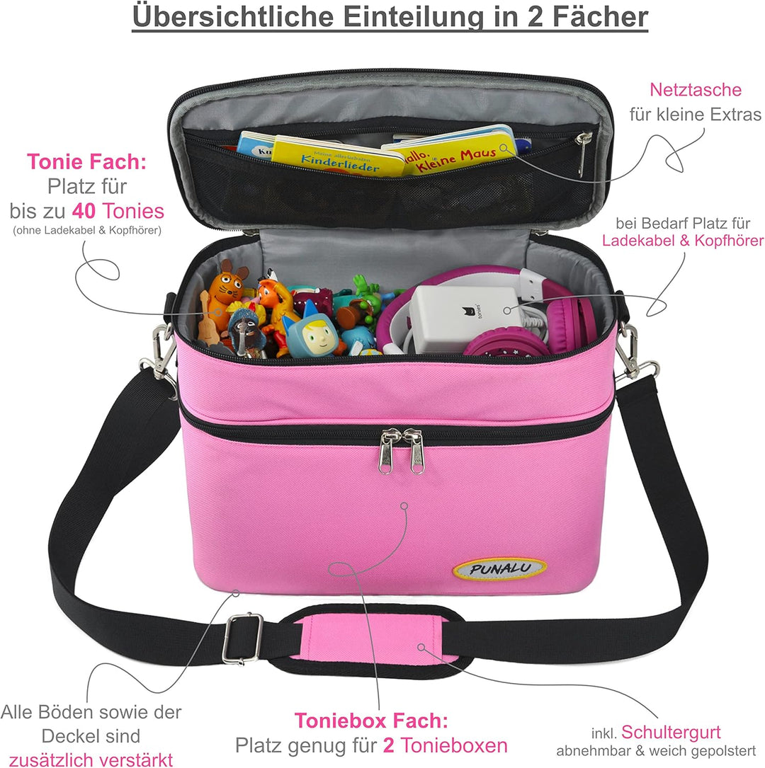 XL Tasche kompatibel mit Toniebox & Toniebox 2 – Grosse Transporttasche für bis zu 40 Tonies, Kopfhö