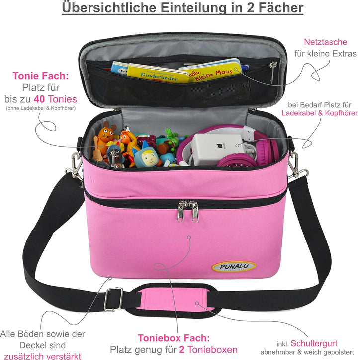 XL Tasche kompatibel mit Toniebox & Toniebox 2 – Grosse Transporttasche für bis zu 40 Tonies, Kopfhö