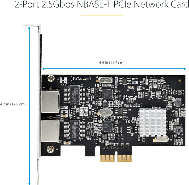 StarTech.com 2-Port 2.5 Gbit PCIe Netzwerkkarte, Intel I225-V, Dual-Port Computer LAN Karte, Multi-G