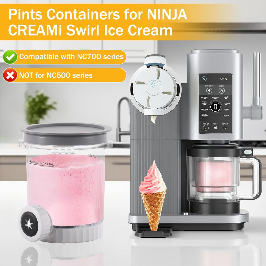 Hejo 2 Stück Behälter für Ninja Swirl, Eisbehälter für Ninja Creami Swirl NC700EU NC701EU-Serie, 480