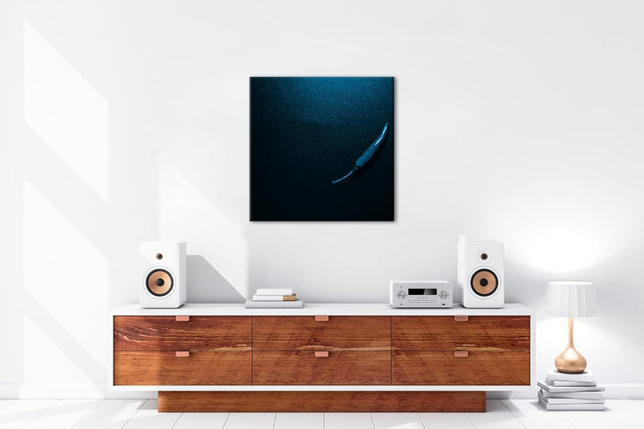 deyoli super scharfe Chilischote Format: 60x60 Effekt: Monocrome Blau als Leinwandbild, Motiv fertig