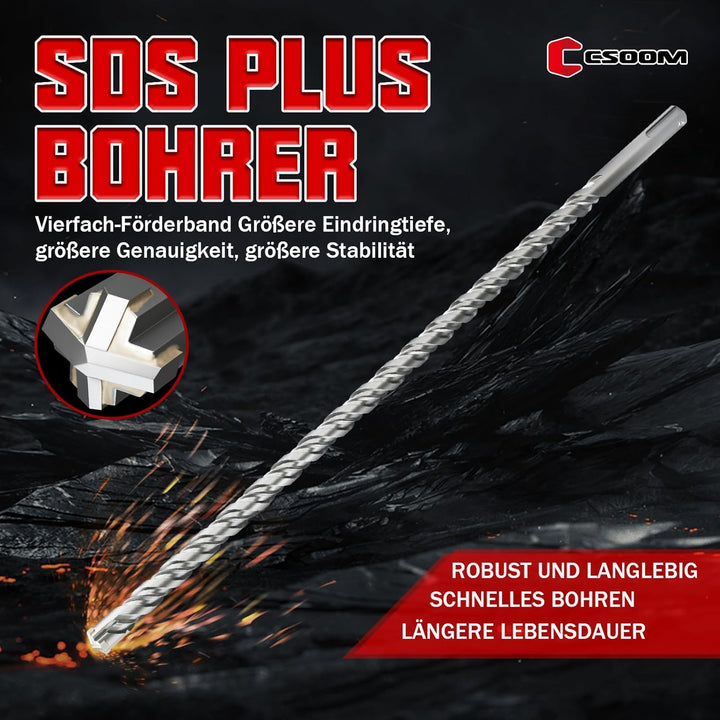 CSOOM SDS Plus Bohrer 10,14,22 (460mm), Professionell Betonbohrer，Ideal zum Bohren in Stein, Beton,