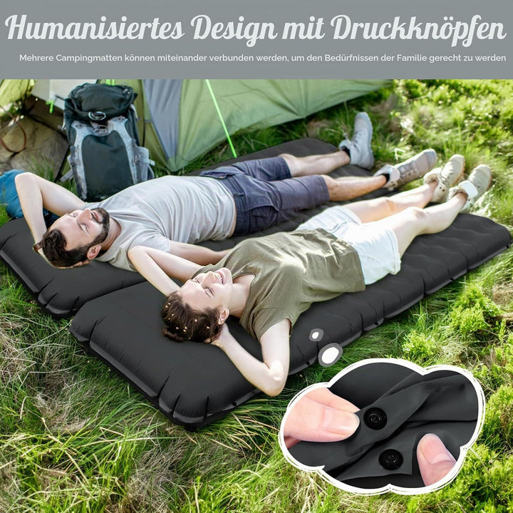 Isomatte Selbstaufblasend mit Fusspresse Pumpe, 12cm Verdicken Isomatte Camping, Ultraleicht Luftmat