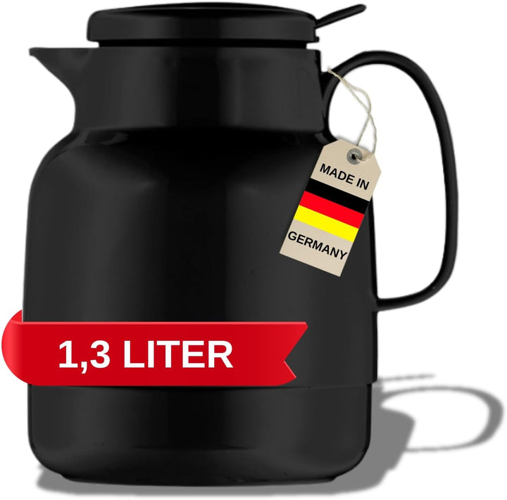 Helios Mondo Push Kunststoff Isolierkanne Drehverschluss mit Drucktaste 1,3 l schwarz Schwarz 1,3 Li