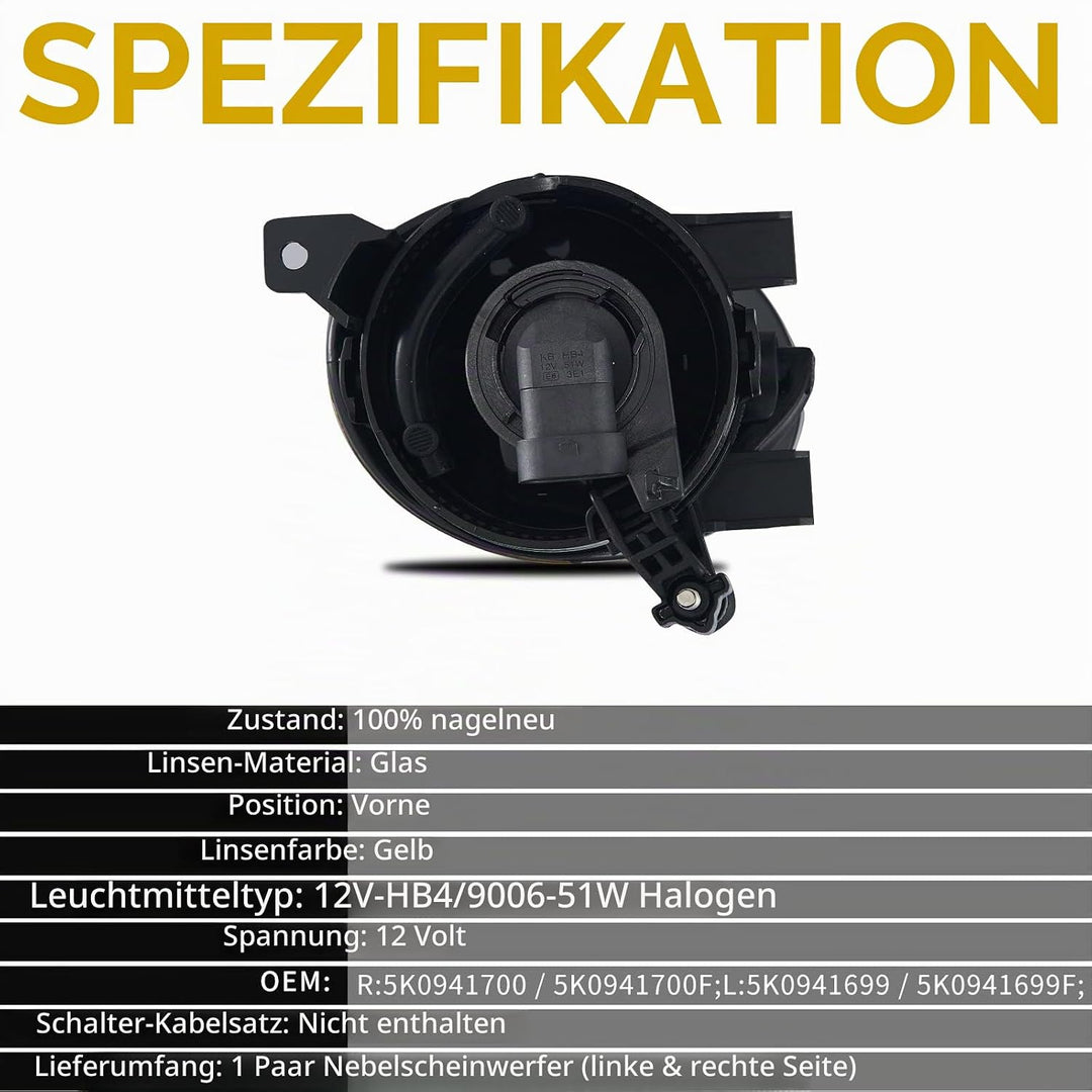 TOPTHAN Set 2X Nebelscheinwerfer für VW Golf VI Cabriolet (517) Golf VI (5K1/AJ5) Golf Plus (5M1/521