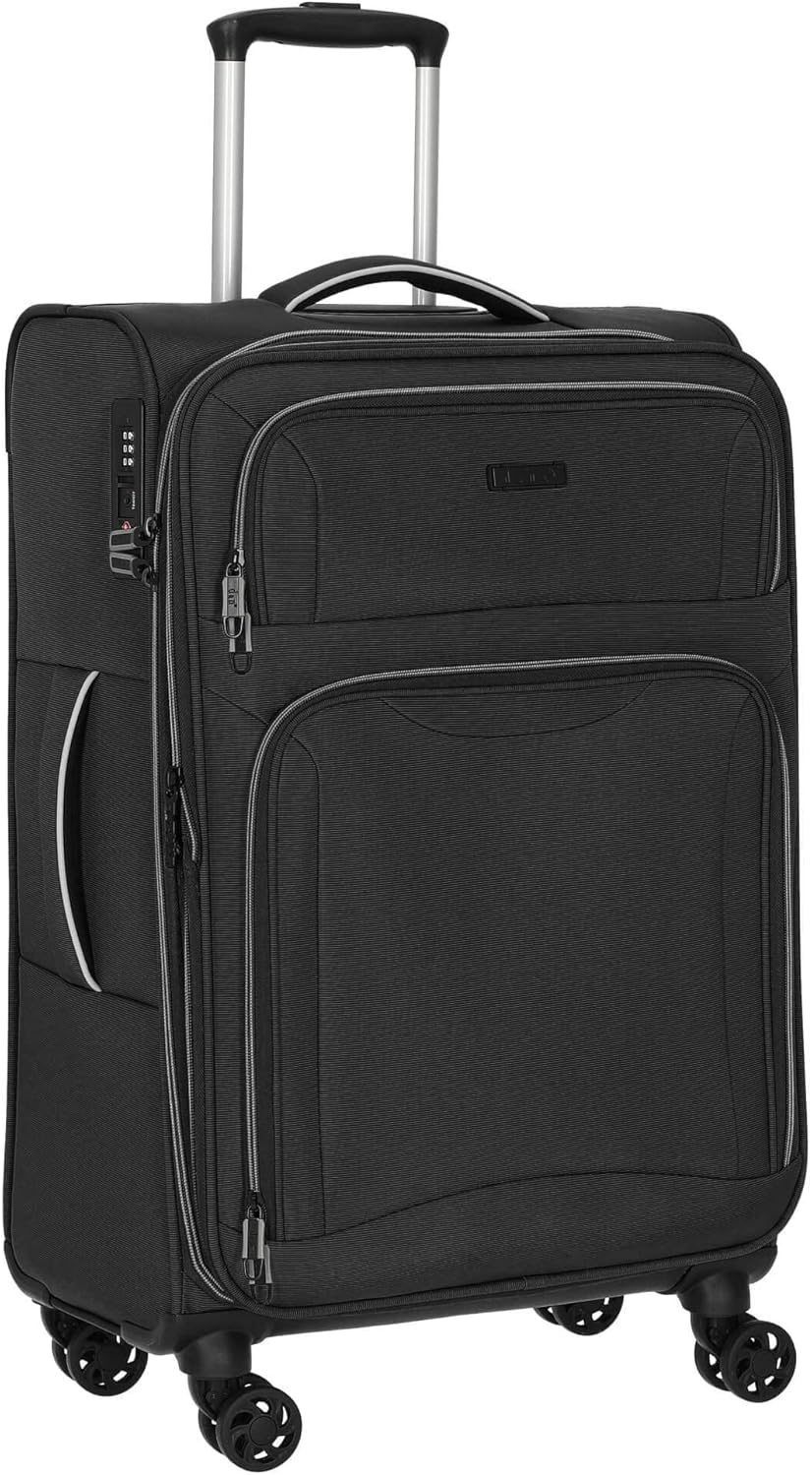 D&N Travel Line 9204-4-Rollen-Trolley M 66 cm erw. schwarz, Schwarz