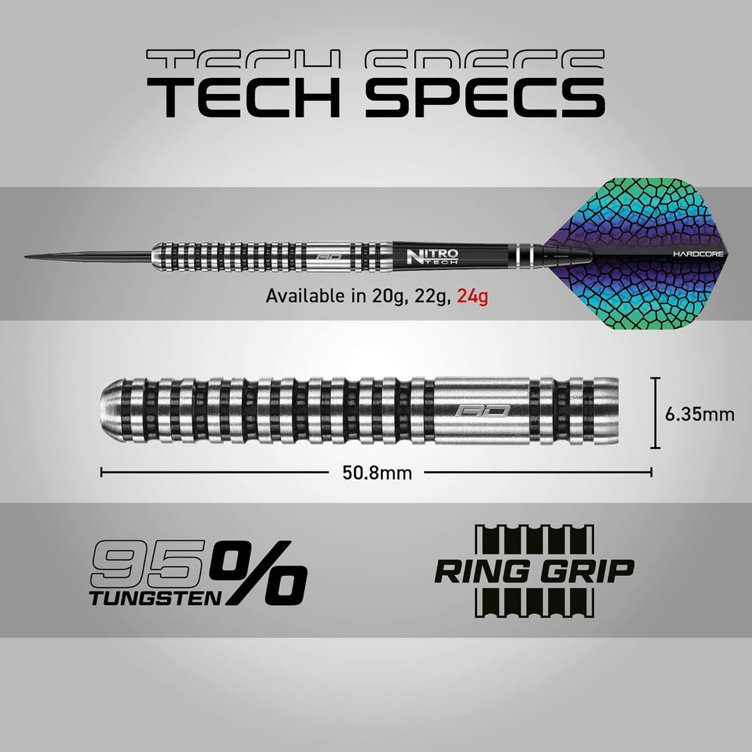 RED DRAGON Dragonfly 3: 20g, 22g oder 24g Tungsten Darts mit Flights und Schäfte 24.0 Gramm, 24.0 Gr