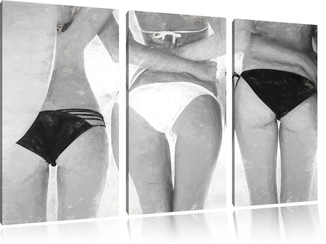 Pixxprint Sexy Girls im Bikini als Leinwandbild/Grösse: 3 Teilig (120x80 cm) cm/Wandbild/Kunstdruck/