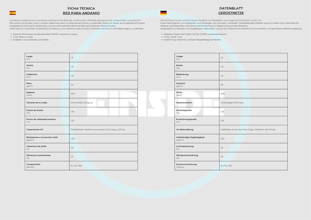 HDPE-Gerüstnetz, 1,8 x 25 m, Grün oder Weiss (5, Grün) 5 Grün, 5 Grün