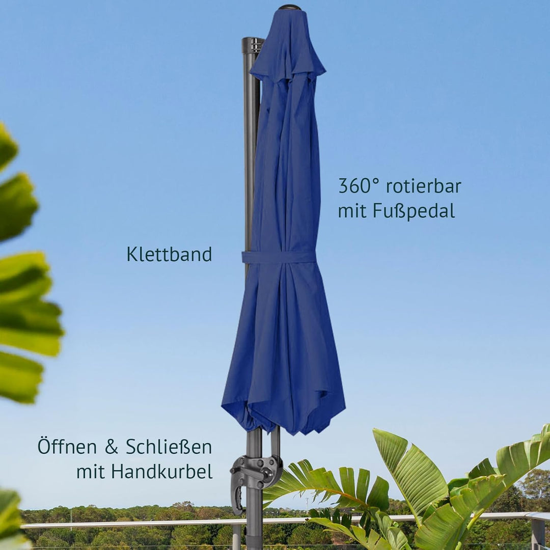 SVITA Sonnenschirm Ø 300 cm Aluminium-Ampelschirm mit Ständer und Kurbel, 360° Hebel-Konstruktion, k