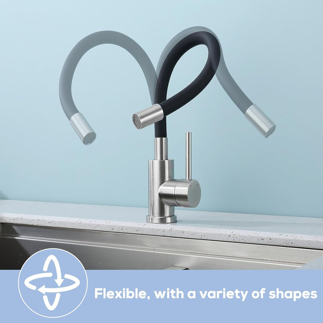 BONADE Wasserhahn Küche Schwarz, Küchenarmatur Schwarz mit Flexibler Auslauf, 360° drehbare Armatur