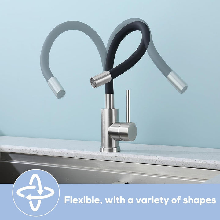 BONADE Wasserhahn Küche Schwarz, Küchenarmatur Schwarz mit Flexibler Auslauf, 360° drehbare Armatur