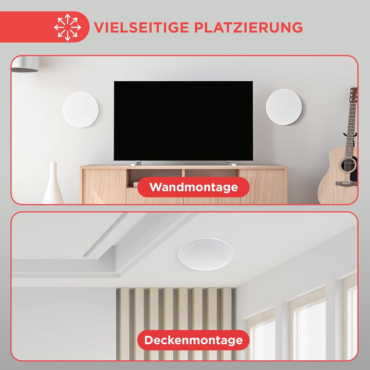 Pyle PDIC16106 Lautsprecher (2-Wege, 2.0 Kanäle, kabelgebunden, 35 – 20.000 Hz, 16 Ohm, weiss)