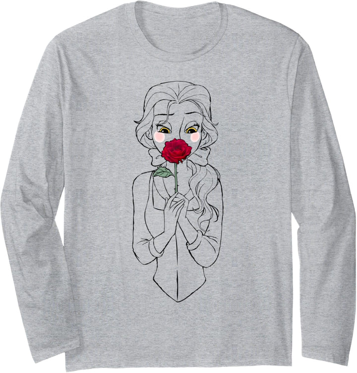 Disney Beauty And The Beast Belle Outline Sketch Langarmshirt