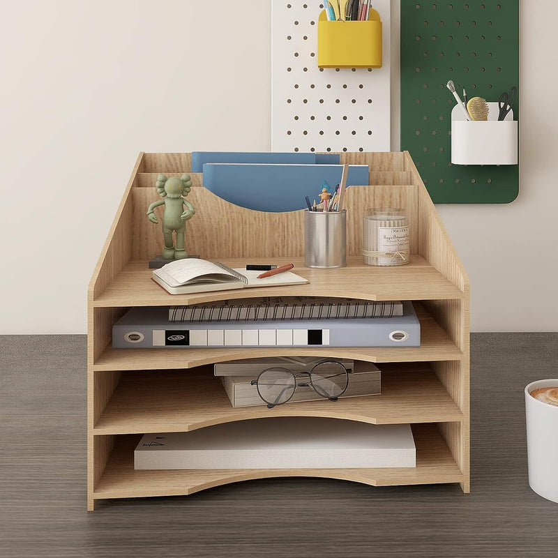 PUNCIA Dokumentenablage A4 Briefablage Ablagefächer Holz Schreibtisch Datei Organizer Papierablage A