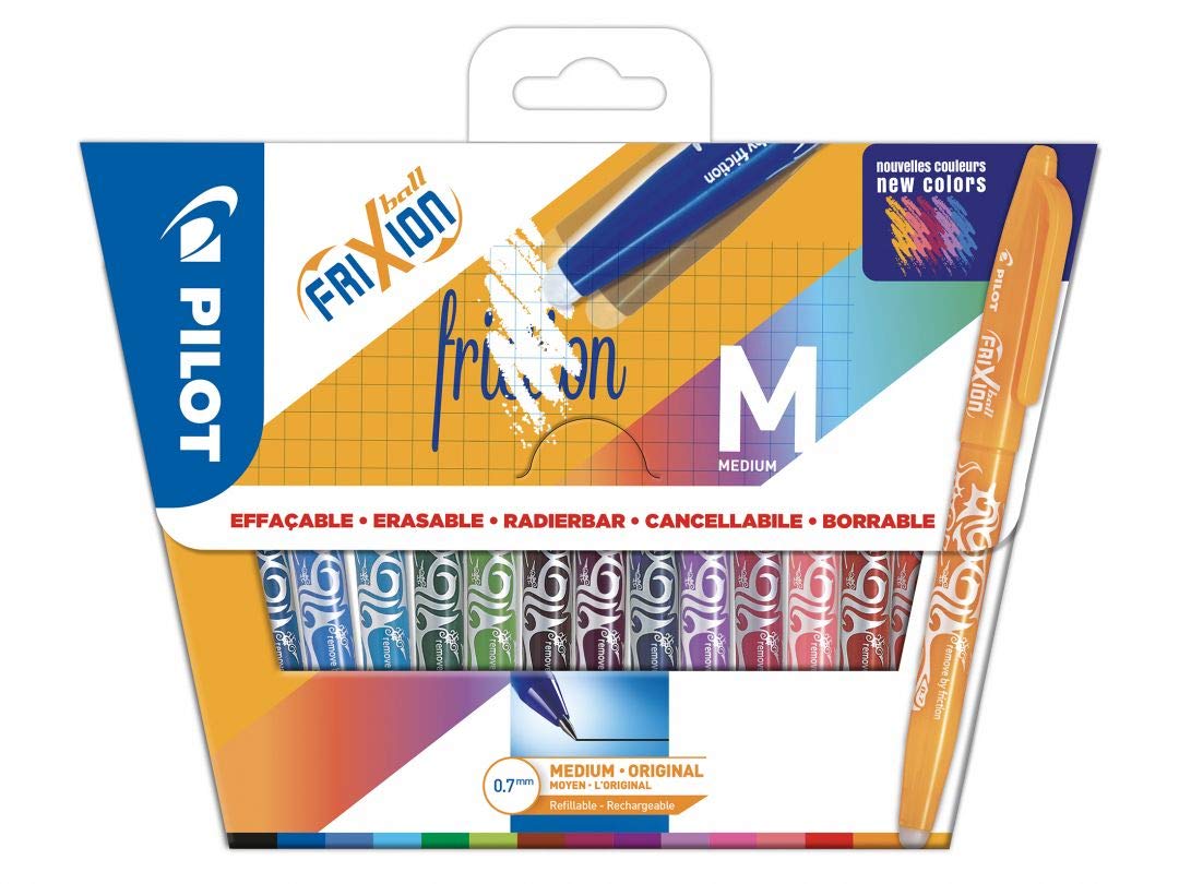 PILOT FriXion Ball 0.7 Set – 15 Stück – farblich sortiert – Radierbare Tintenroller 0,4 mm Strichst