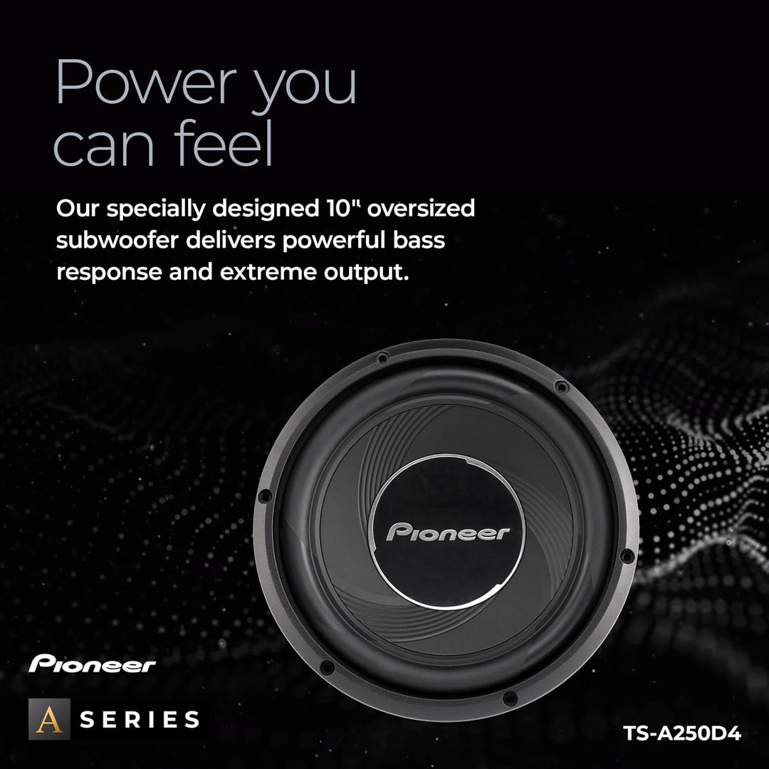 Pioneer TS-A250D4 Subwoofer mit Doppelschwingspule für den Gehäuseeinbau (1.300 W), 25 cm/10", IMPP