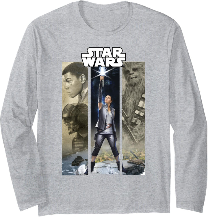 Star Wars The Last Jedi Rey Power Stance Panels Langarmshirt