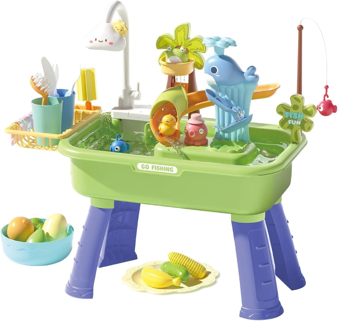 Wasserspieltisch, Kinder Wassertisch Sommerspielzeug Mit Angelspielen, Fliessendem Wasser Und Wasser