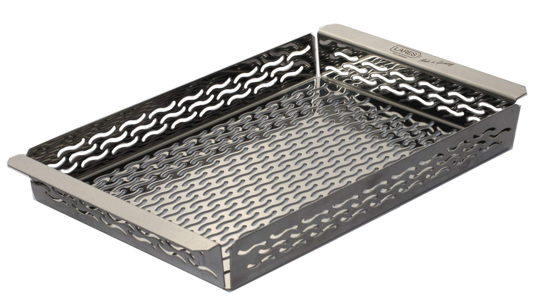 Lares Grillschale aus Rostfreiem Edelstahl - Masse: 30 x 20 x 3,5cm - Massive Ausführung, Wiederverw