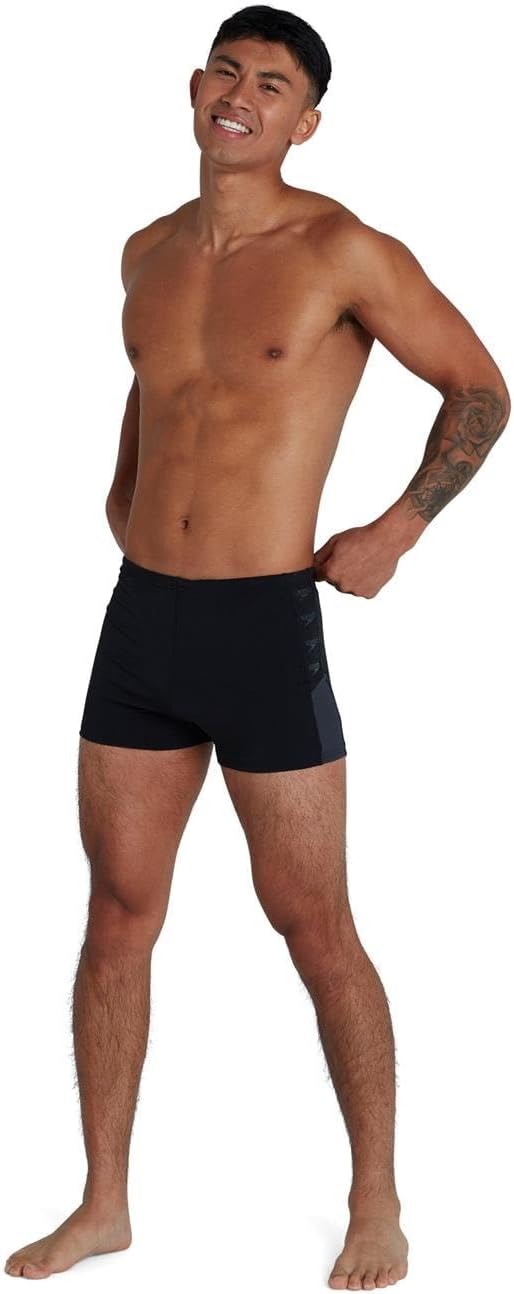 Speedo Herren Boom Logo Splice Aquashort (1er Pack) 3 Schwarz/Oxid Grau, 3 Schwarz/Oxid Grau