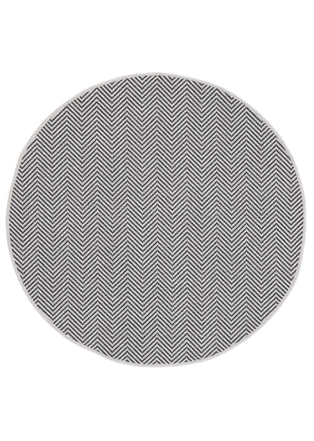 carpetfine In- und Outdoor Teppich Boho Rund Beige Flachgewebeteppich Ø 120 cm | Moderner Teppich We