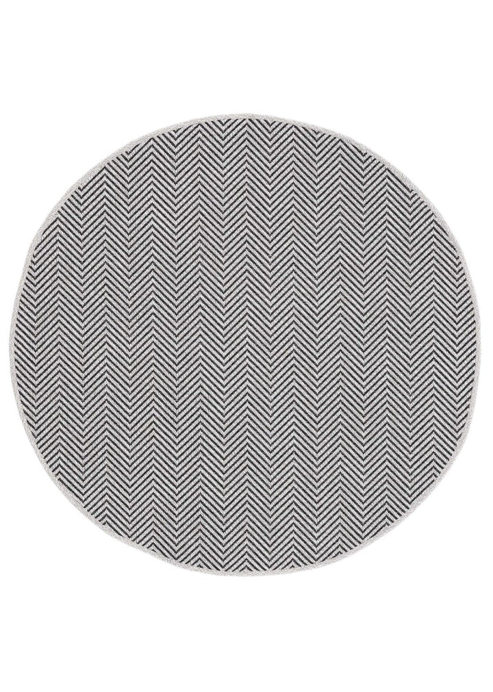 carpetfine In- und Outdoor Teppich Boho Rund Beige Flachgewebeteppich Ø 120 cm | Moderner Teppich We
