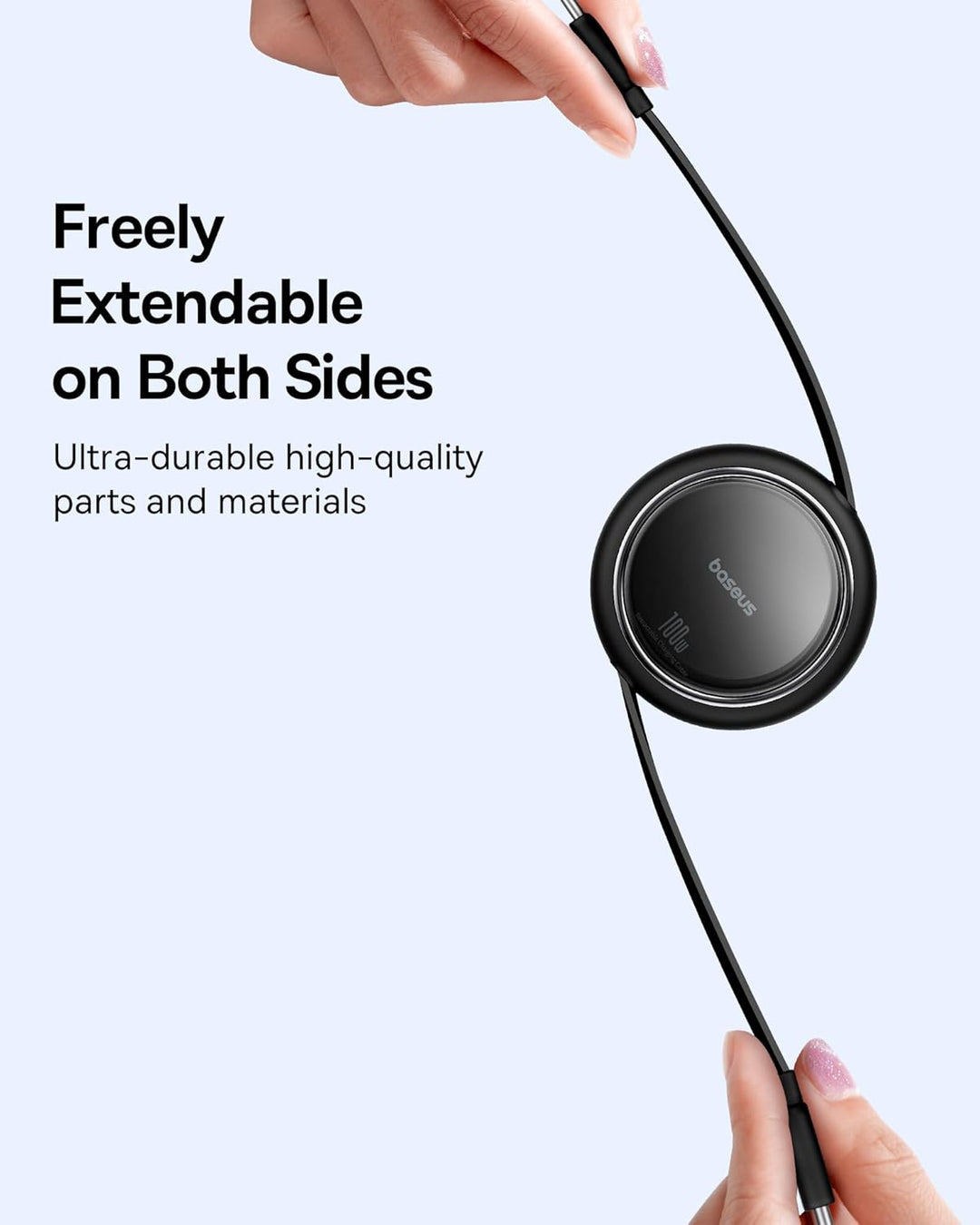 Baseus USB C auf USB C Kabel Rollbar, 100W 1m Mini Einziehbar Schnellladekabel, USB C Ladekabel für
