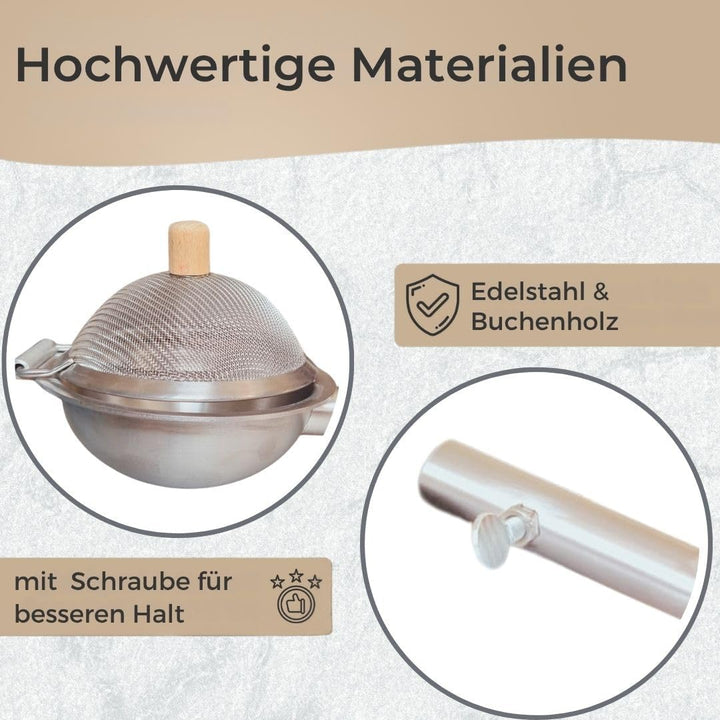 Mini Popcorn Maker Pfanne aus Edelstahl - kleine Popcorn Pfanne mit Deckel & Holzgriff, Mini-Popcorn