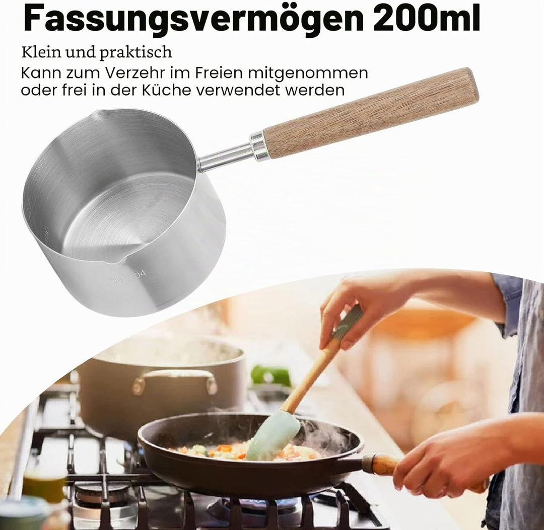 Ejoyous Kleiner Milchtopf Induktion 200ml, Edelstahl Milchpfanne Topf Tragbarer Butterschmelztopf So