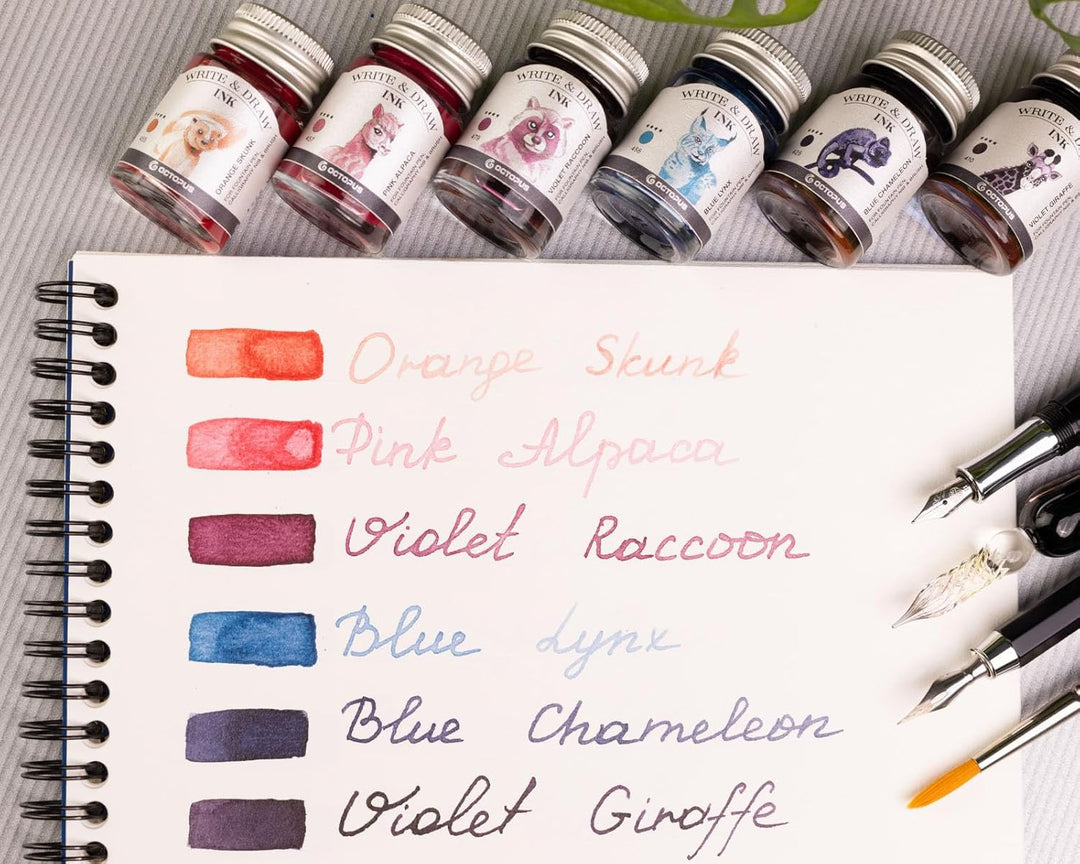 Octopus Fluids Write and Draw Ink Set HORIZON, wasserfeste Tinte zum Schreiben und Zeichnen, Kalligr