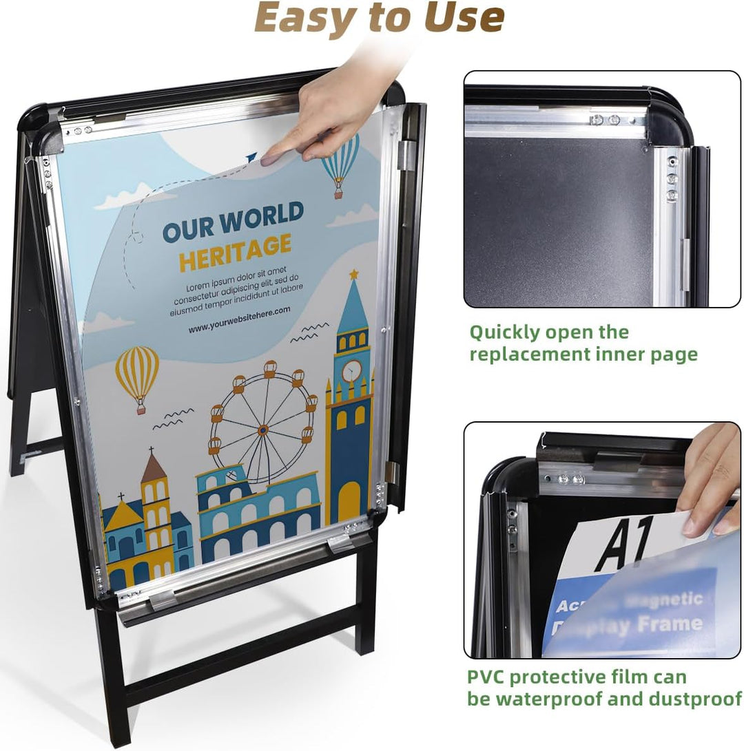 NewZeal Kundenstopper A1 beidseitig Plakatständer, Double Sided Display A-Board Poster Stand Sign Ho