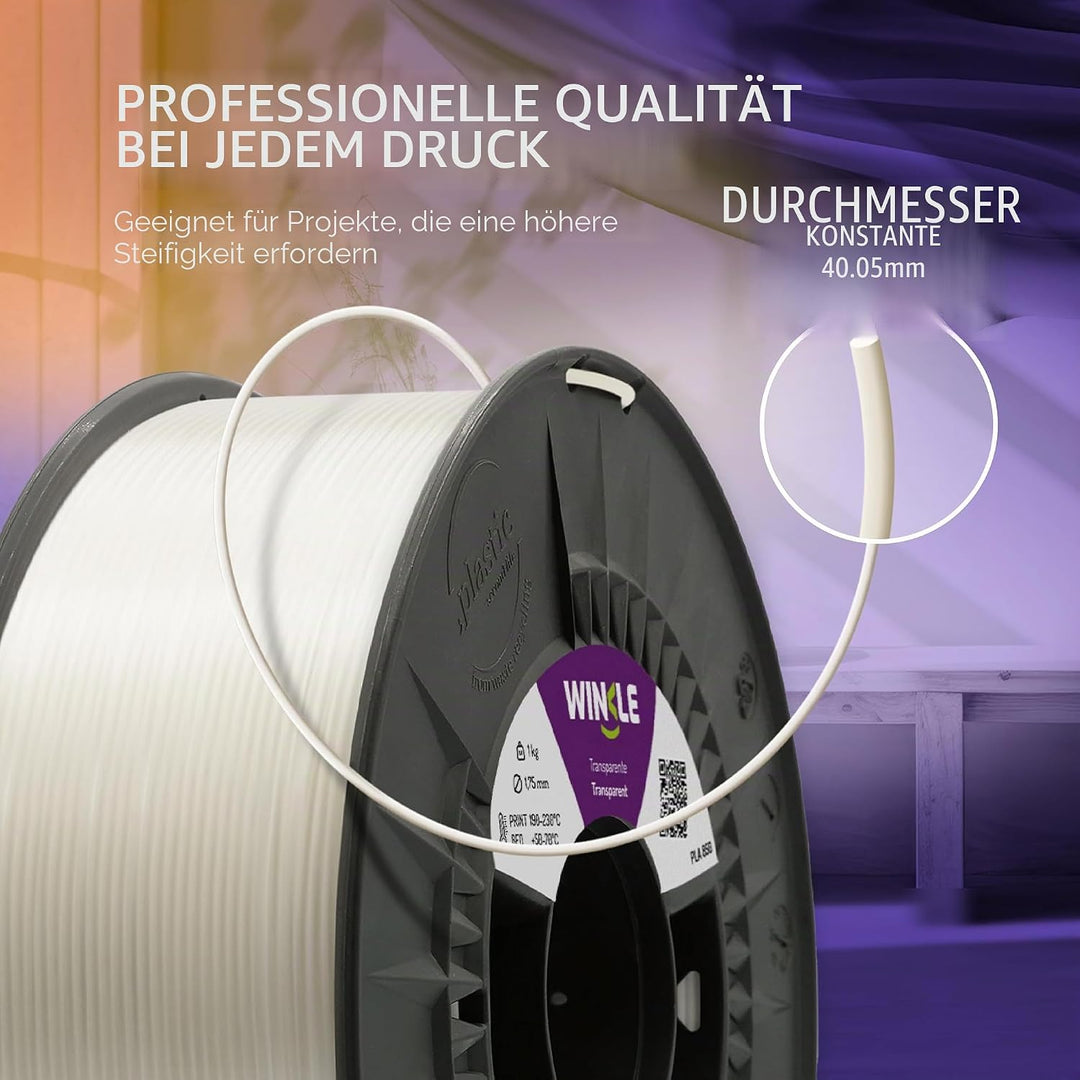 Winkle Pla 850 Filament | Pla 2,85 mm | 3D-Druck | Pla Ingeo 850 | 3D-Filament | Transparente Farbe