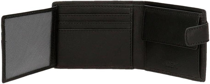 Adept Alan Horizontale Geldbörse mit Klickverschluss Schwarz 11 x 8,5 x 1 cm Leder, Schwarz , Querta