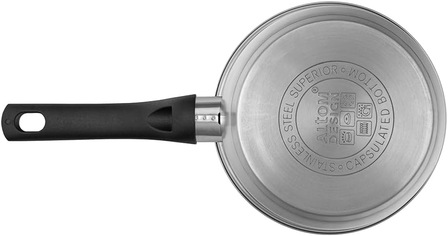 Kasserolle 16 cm Emilio 1.2L Stielkasserolle mit Deckel, klein Kasserolle, geeignet für Induktions,