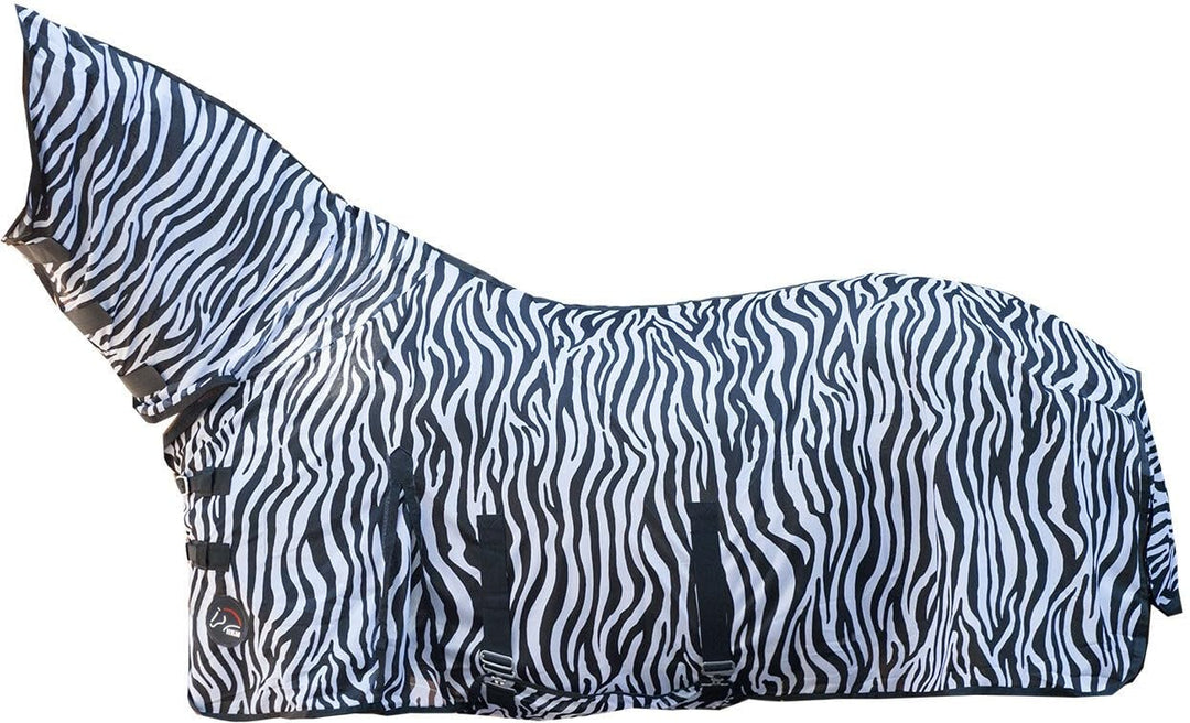 HKM 550682 Fliegendecke mit Halsteil Zebra mit Bauchlatz, Gr. 95 Weiss/Schwarz 95, Weiss/Schwarz 95