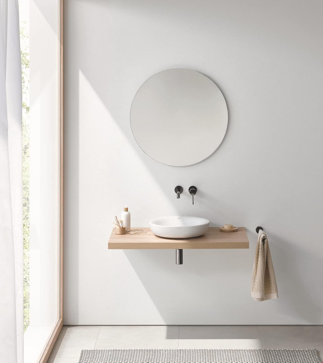 GROHE Essence - 2-Loch-Waschtischarmatur (wassersparend, langlebige Oberfläche, Wandmontage), hard g